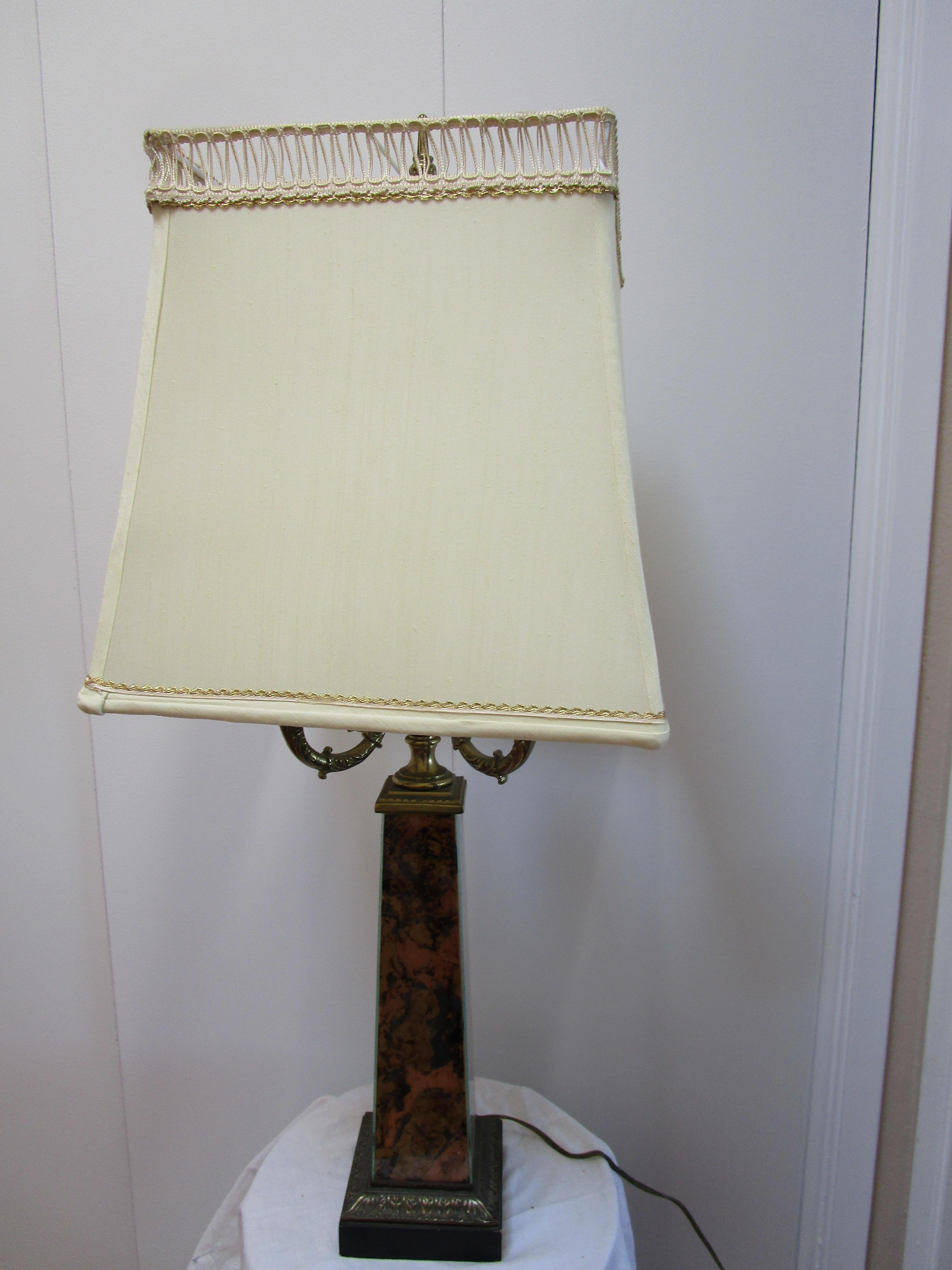 19th Century Victorian Decoupage Table Lamp with Special Shade For Sale 3