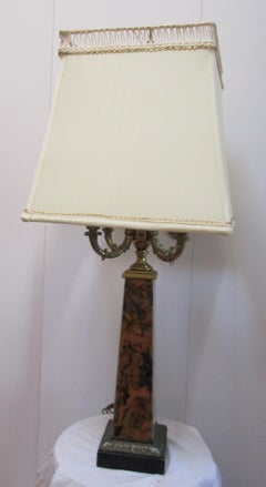 19th Century Victorian Decoupage Table Lamp with Special Shade