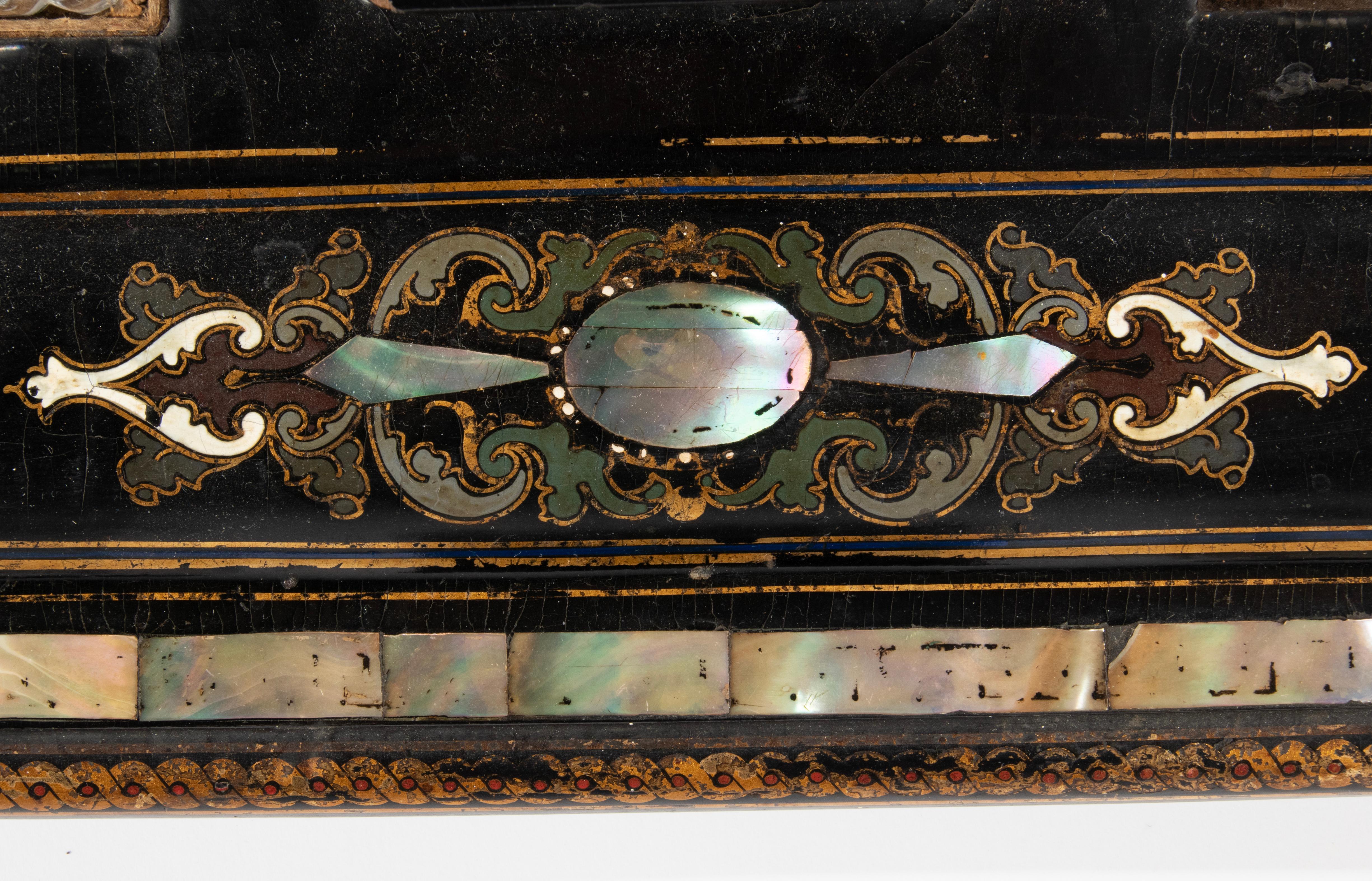 Bronze 19th Century Victorian Desk Set - Hand Decorated and Inlayed For Sale