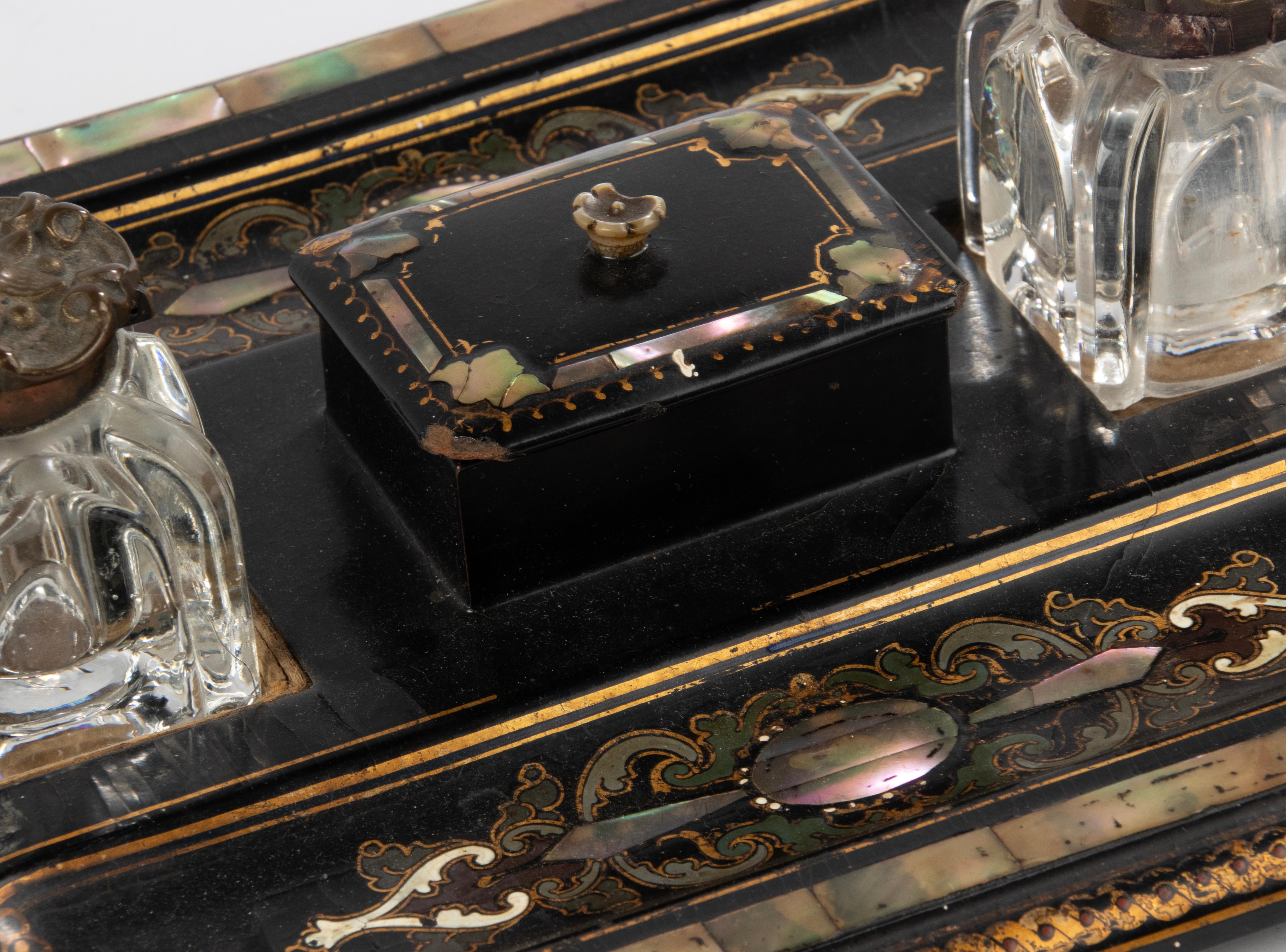 19th Century Victorian Desk Set - Hand Decorated and Inlayed For Sale 3
