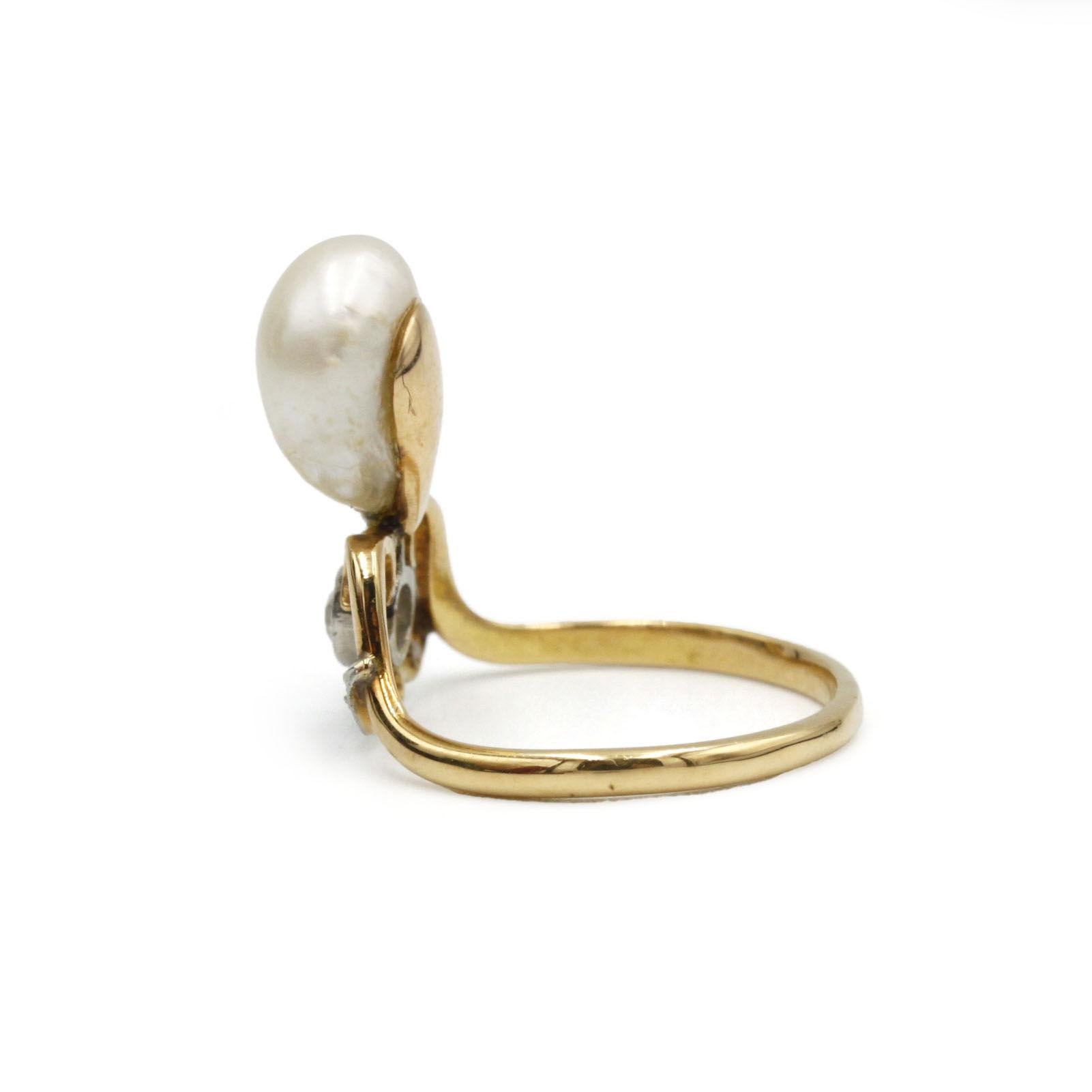 Old European Cut 19th Century Victorian Duchess Pearl & Diamond Ring – French 51 (US 5.25) For Sale