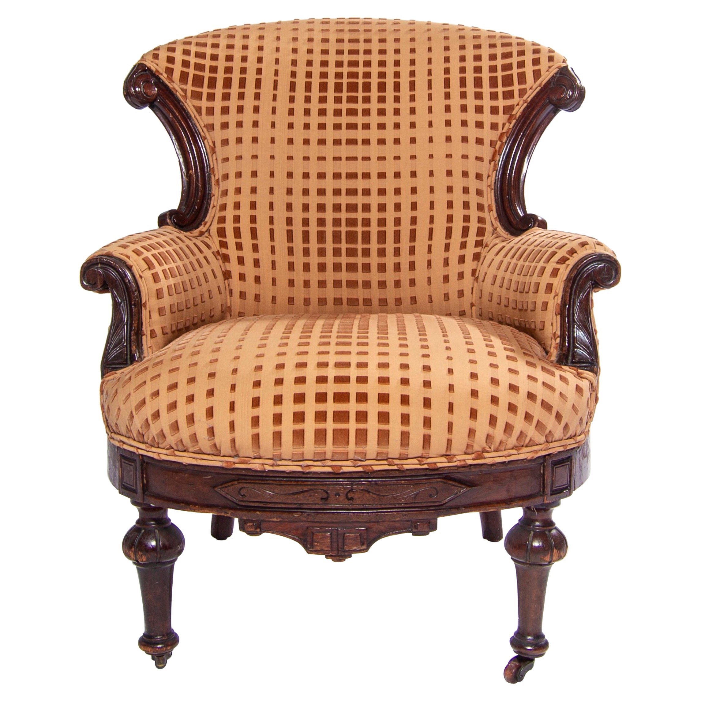 Viktorianischer Eastlake-Sessel aus dem 19. Jahrhundert mit Samt im Op-Art-Schliff, England