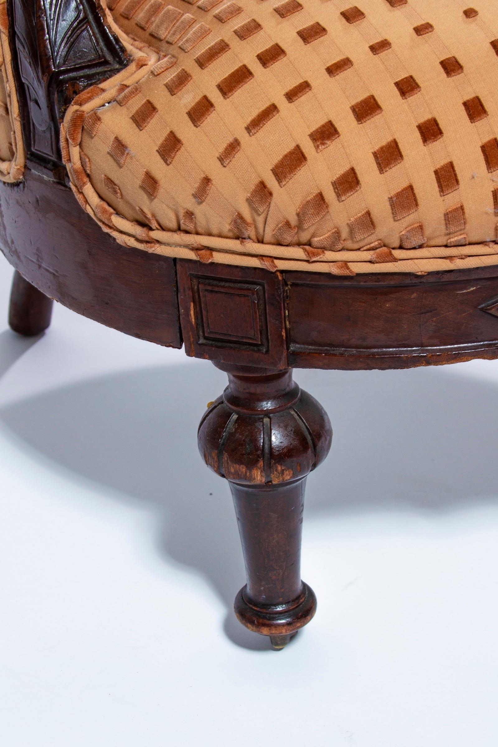Viktorianischer Eastlake-Stuhl des 19. Jahrhunderts mit Samt im Op-Art-Schliff, England im Angebot 5
