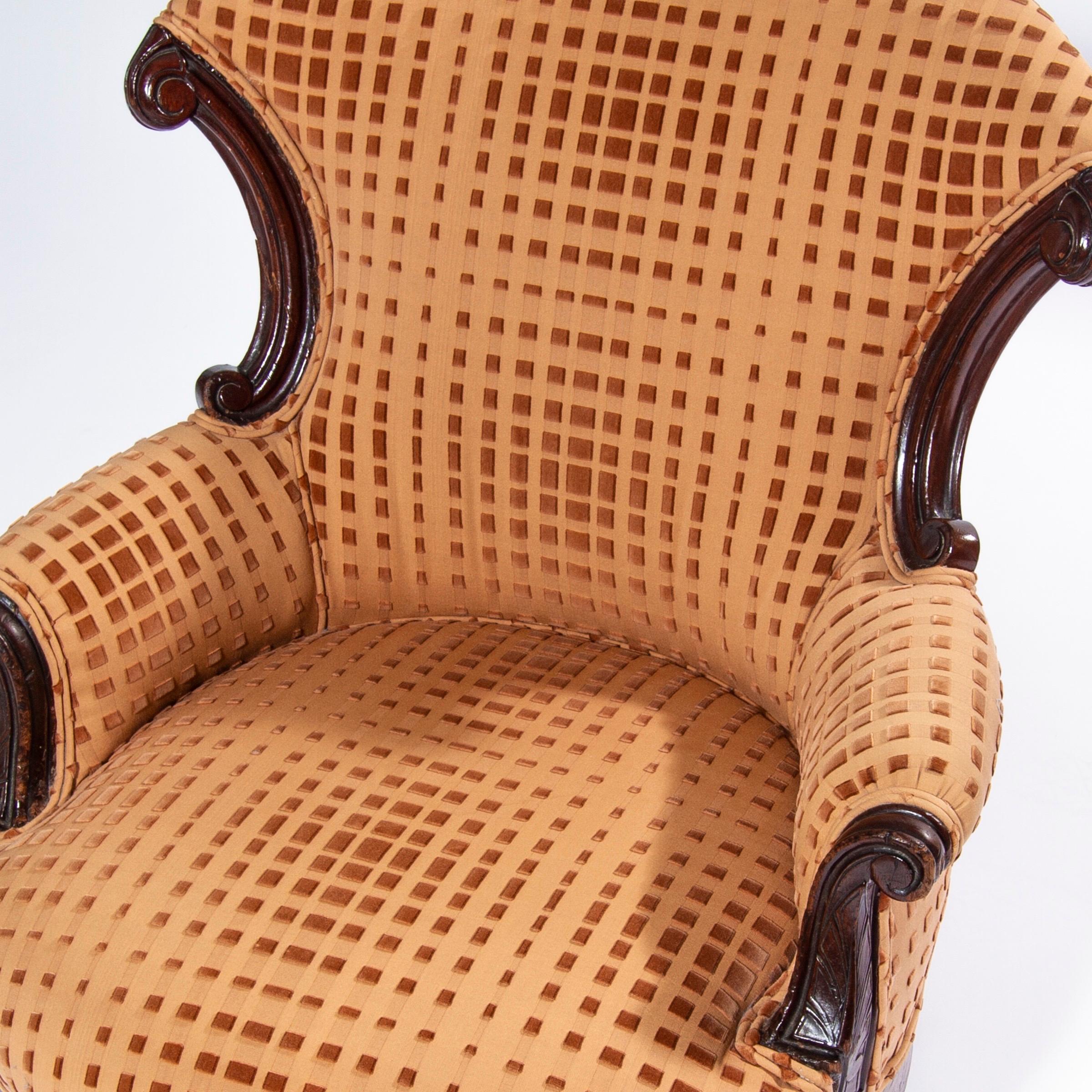 Upholstery 19th Century Victorian Eastlake Chair with Op Art Cut Velvet, England For Sale