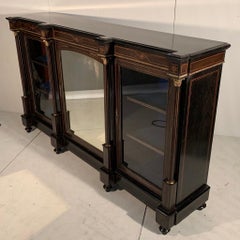 19th Century Victorian Ebonized Credenza Sideboard with Original Mirror Glass