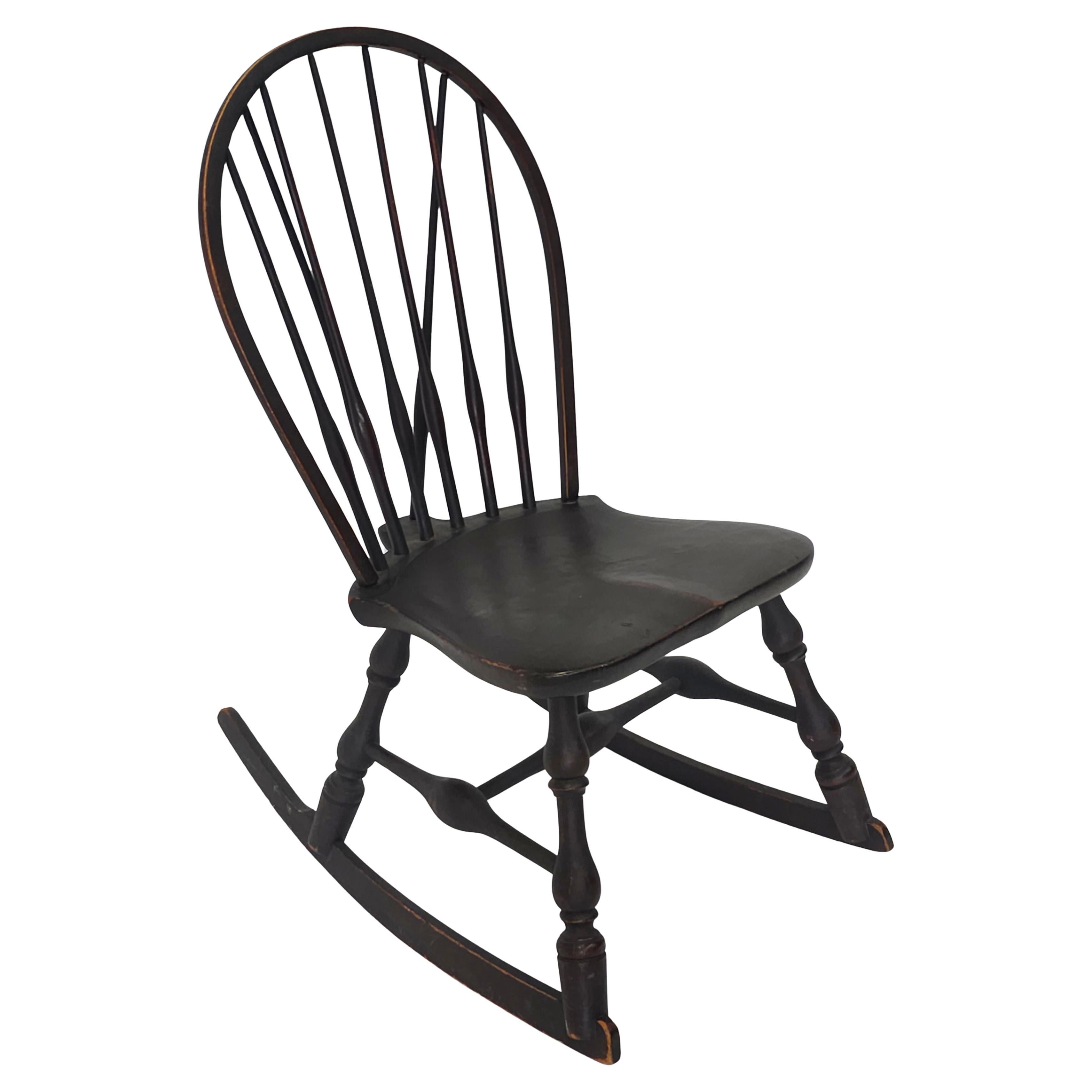 19th Century Victorian Ebonized Oak English Rocker