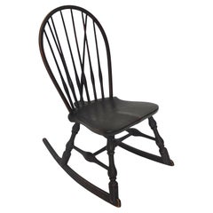 Mecedora inglesa victoriana de roble ebonizado del siglo XIX