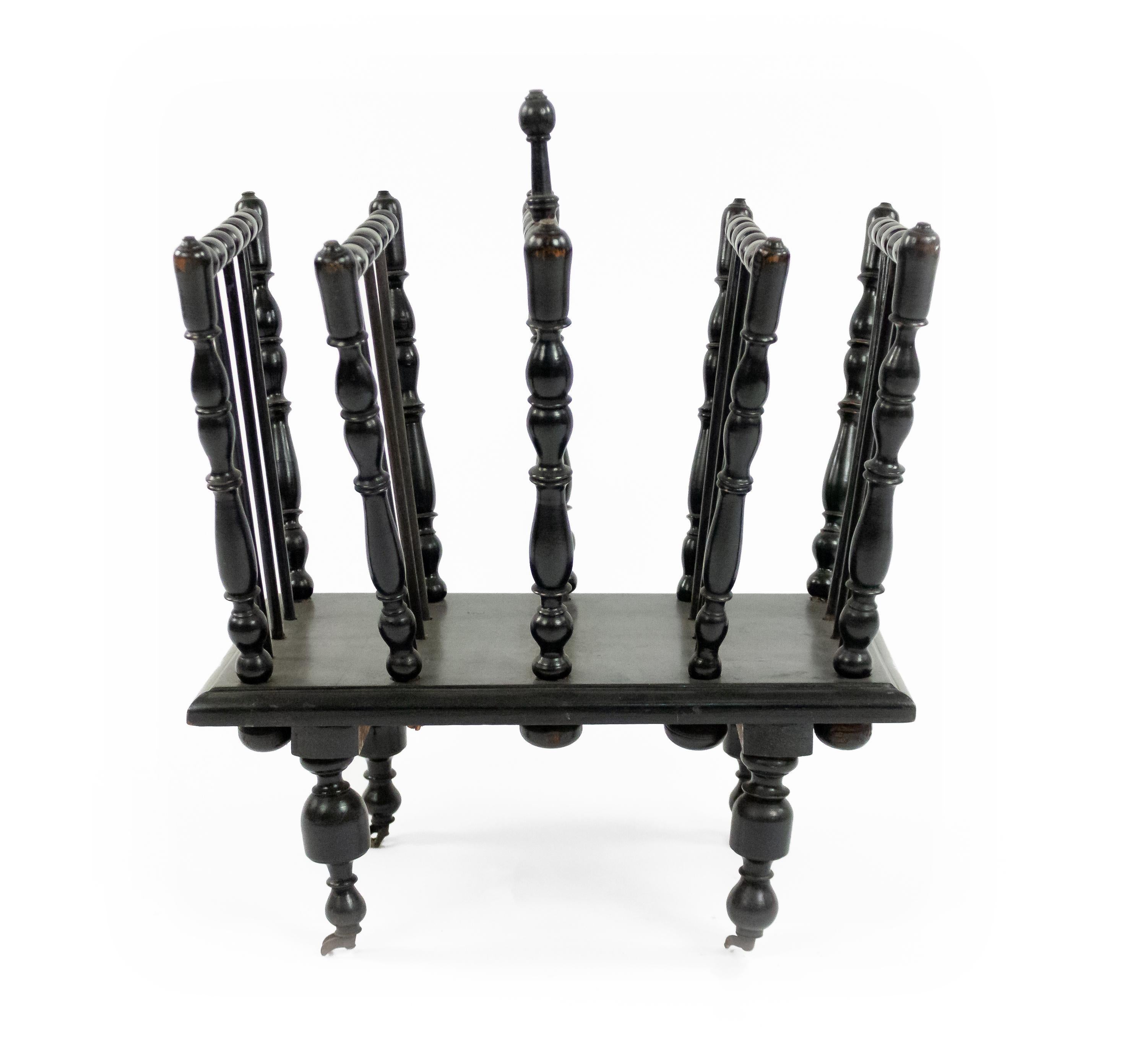 British 19th Century Victorian Ebonized Turned Spindle Canterbury For Sale