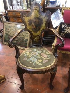 19th Century Victorian Edwards & Roberts Mahogany Painted Pair Armchairs, 1860s