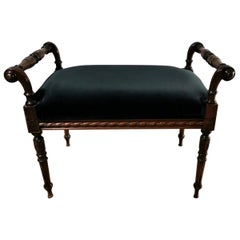 19th Century Victorian English Bench in Carved Mahogany, 1860