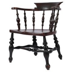 19th Century Victorian English Bow-Back Captain's Chair