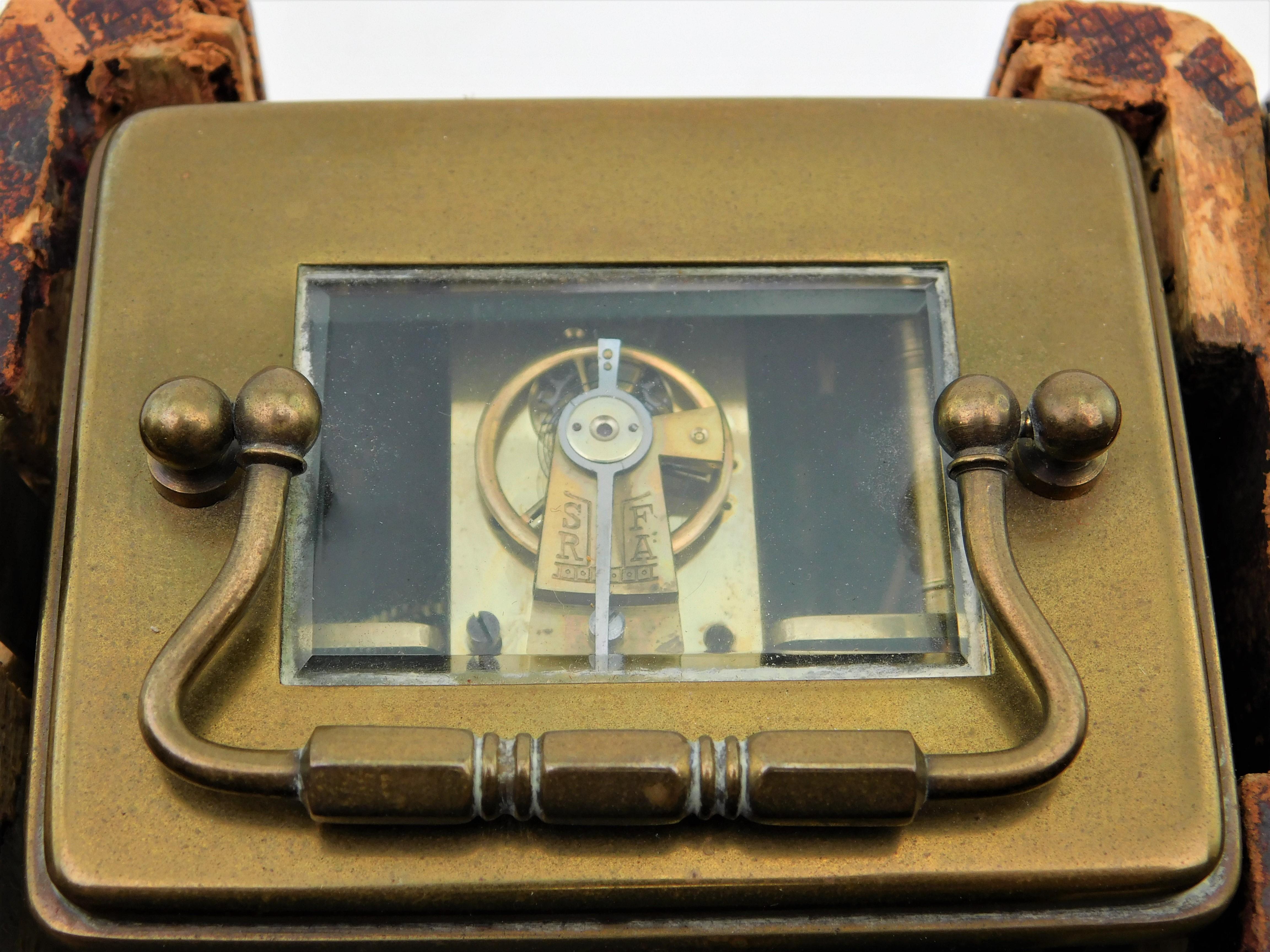 19th Century Victorian English Carriage Travel Clock in Leather Case with Key For Sale 3
