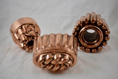 19th Century Victorian English Copper Tin Lined Pudding, Aspic, Jelly Molds, S/3