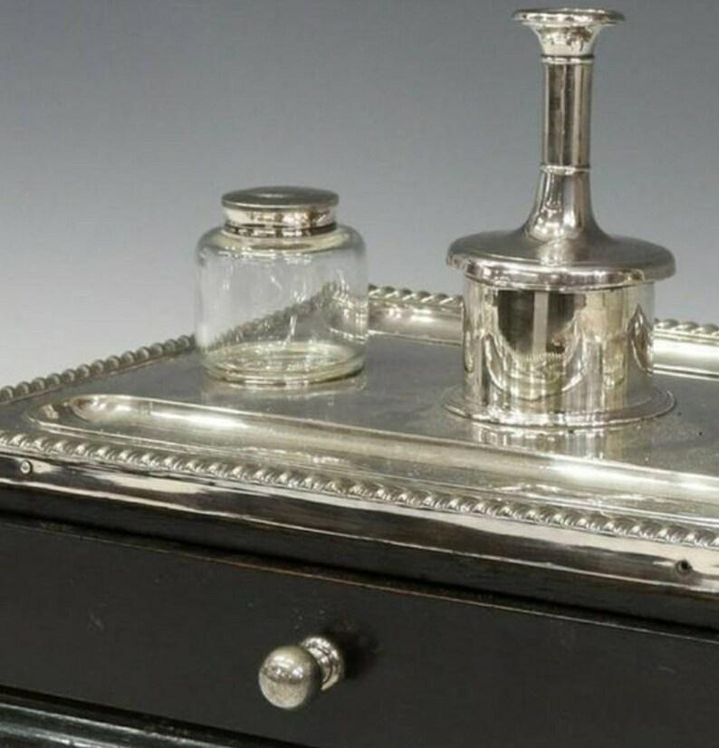 19th Century Victorian English Double Inkwell Desk Set In Good Condition For Sale In Forney, TX