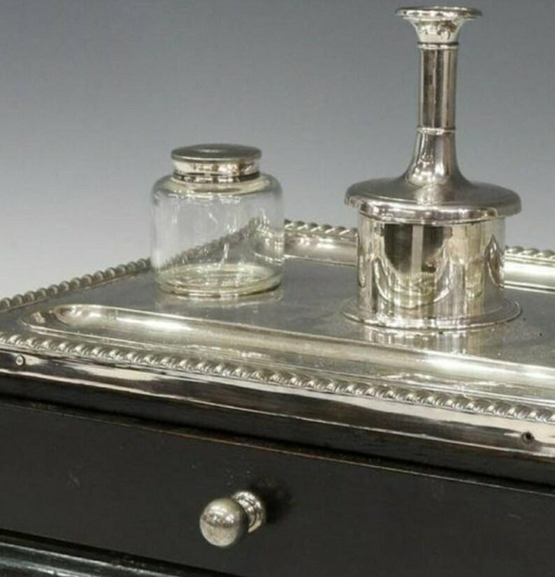 19th Century Victorian English Double Inkwell Desk Set In Good Condition In Forney, TX