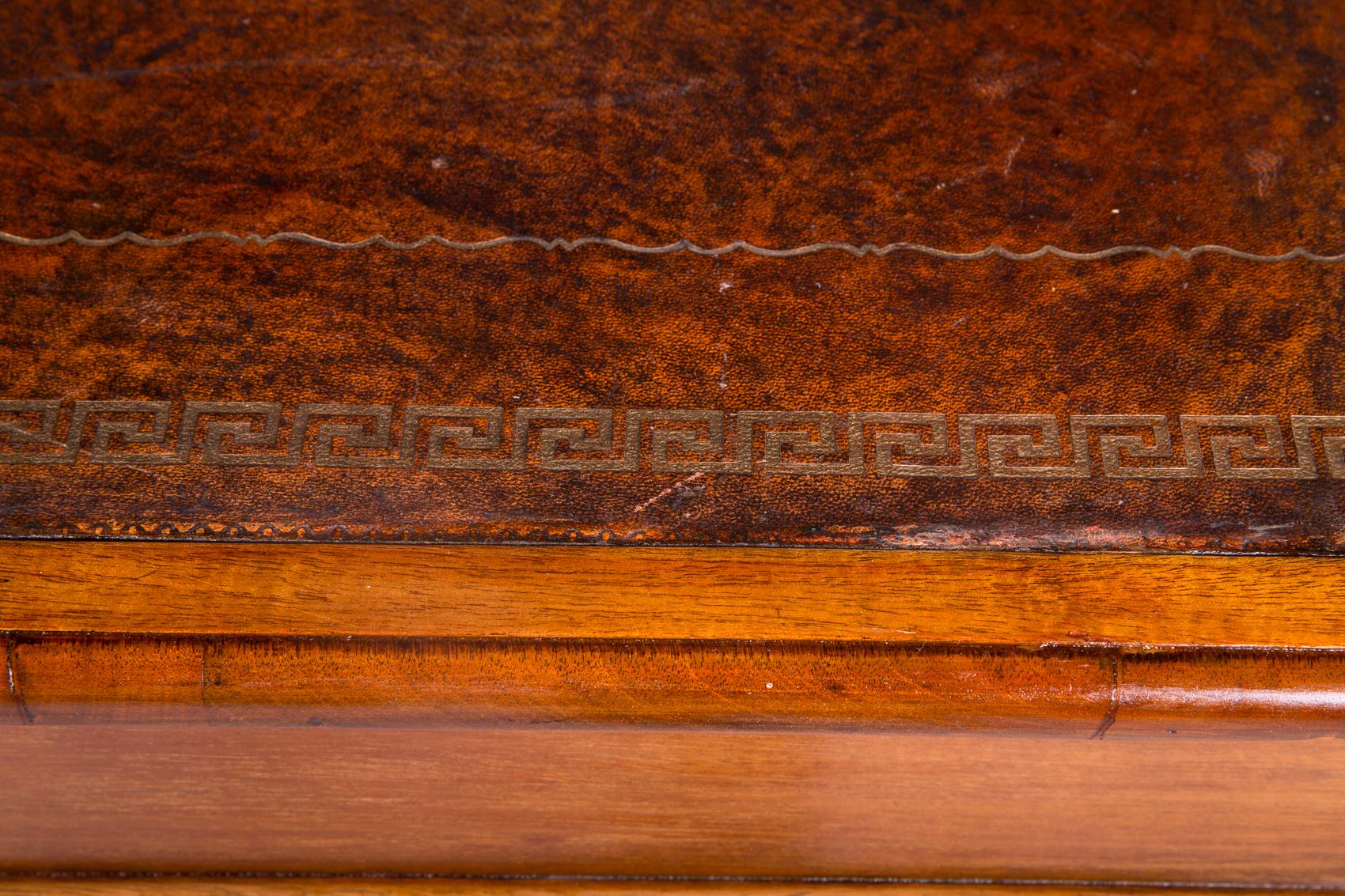 19th Century Victorian English Partner Desk Column Shaped Legs Writing Table 5