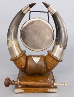 19th Century Victorian English Silver Plate & Horn Dinner Gong