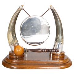 19th Century Victorian English Silver Plate & Horn Dinner Gong