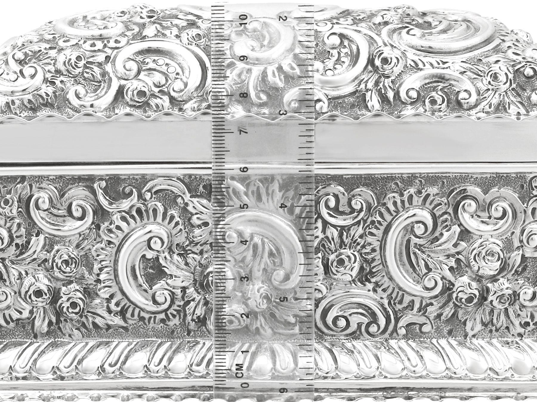 Late 19th Century 19th Century Victorian English Sterling Silver Jewelry Casket