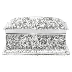 Used 19th Century Victorian English Sterling Silver Jewelry Casket