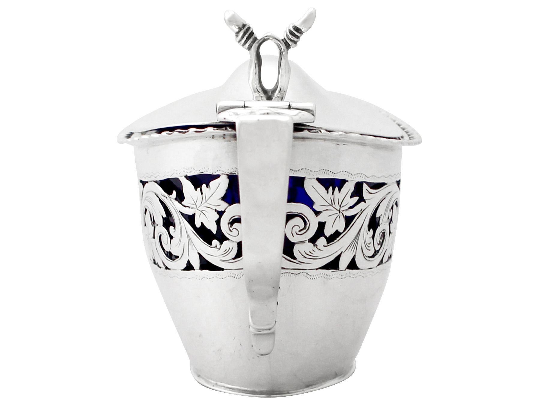 Late 19th Century 19th Century Victorian English Sterling Silver Mustard Pot, 1896 For Sale