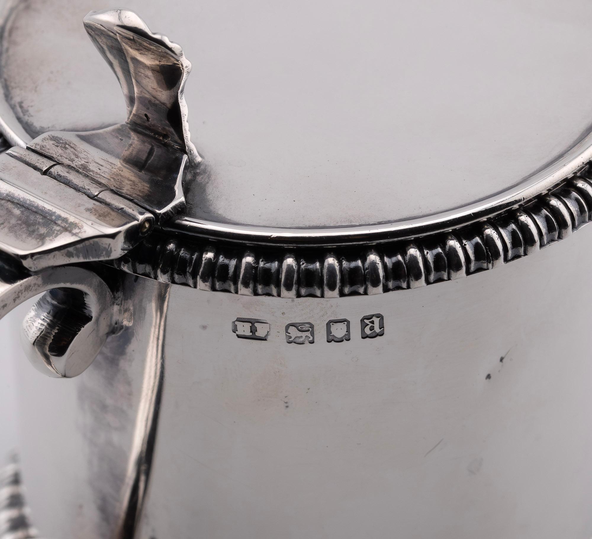19. Jahrhundert viktorianischen englischen Sterling Silber Senftopf mit Deckel und Löffel im Zustand „Gut“ im Angebot in Chicago, IL