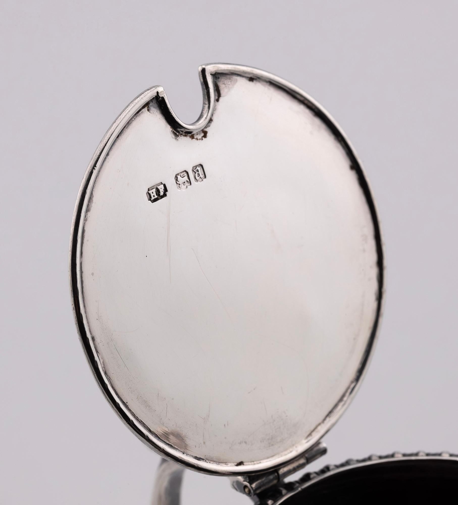 19. Jahrhundert viktorianischen englischen Sterling Silber Senftopf mit Deckel und Löffel im Angebot 1