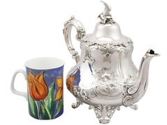 théière en argent sterling de l'Angleterre victorienne du 19ème siècle