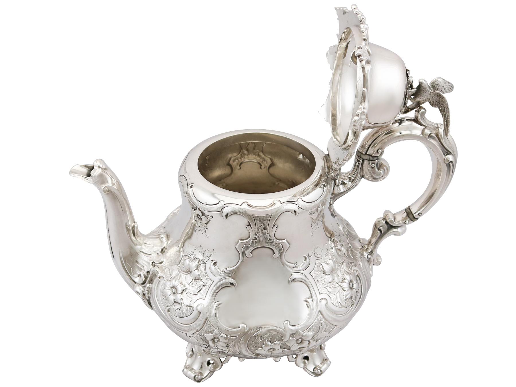 Mid-19th Century 19th Century Victorian English Sterling Silver Teapot