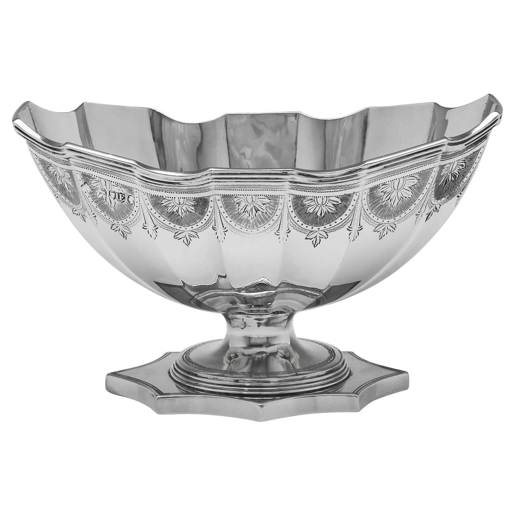 19th Century Victorian Engraved Sterling Silver Bowl by Savoury & Sons