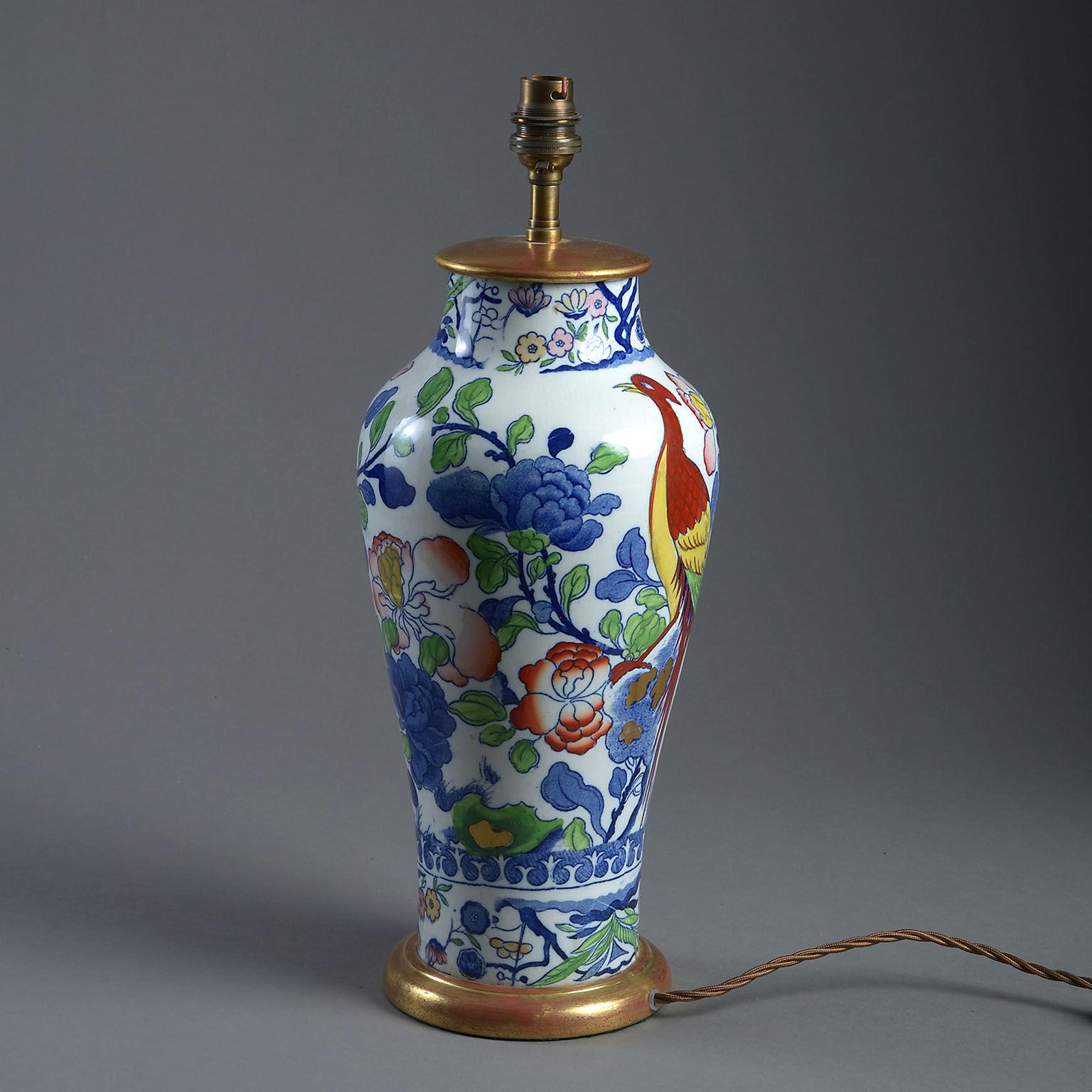 English 19th Century Victorian Exotic Bird Ironstone Vase