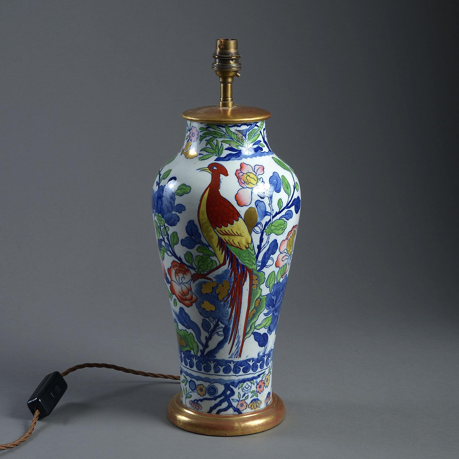 19th Century Victorian Exotic Bird Ironstone Vase In Good Condition In London, GB