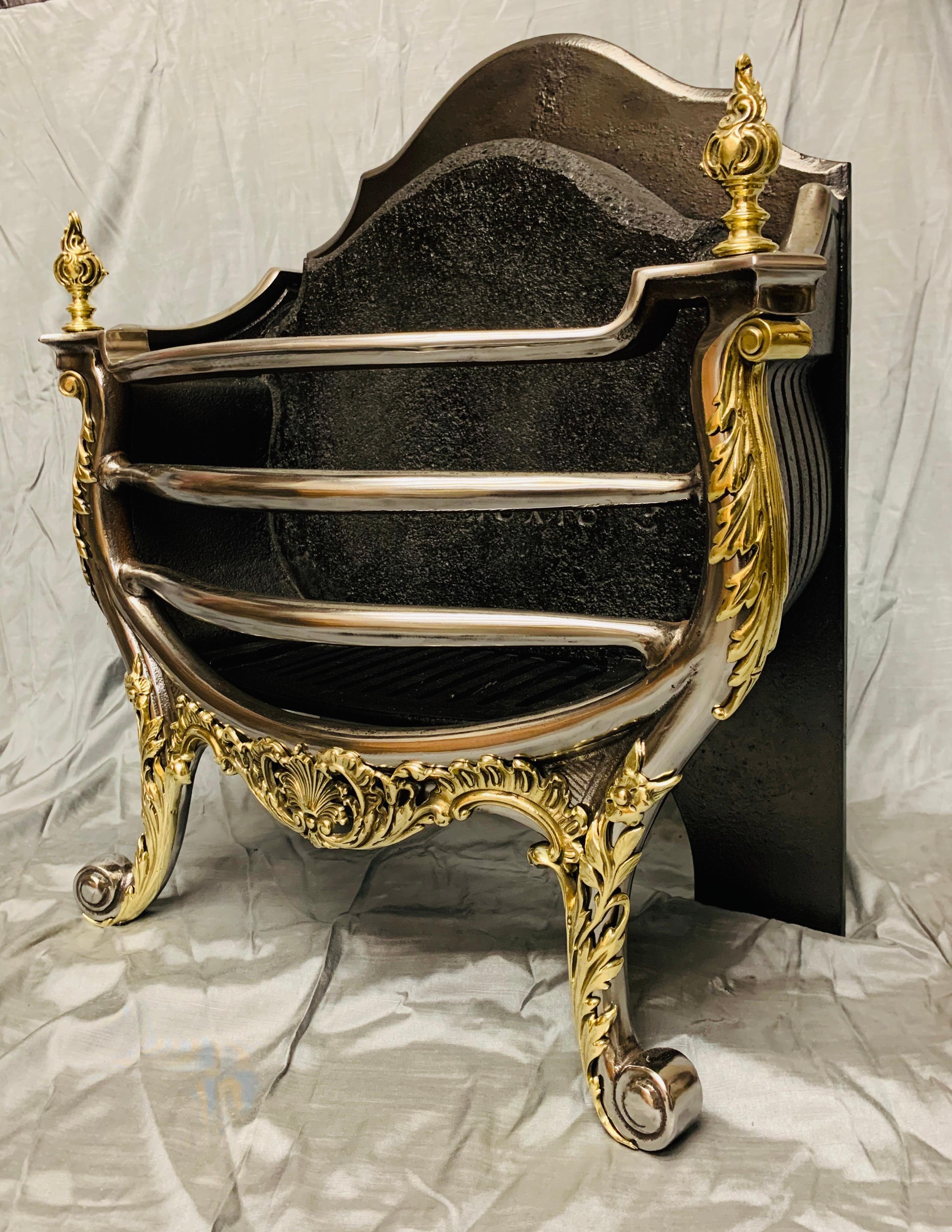 Anglais Grille de panier de cheminée victorienne du 19ème siècle de style rococo en vente