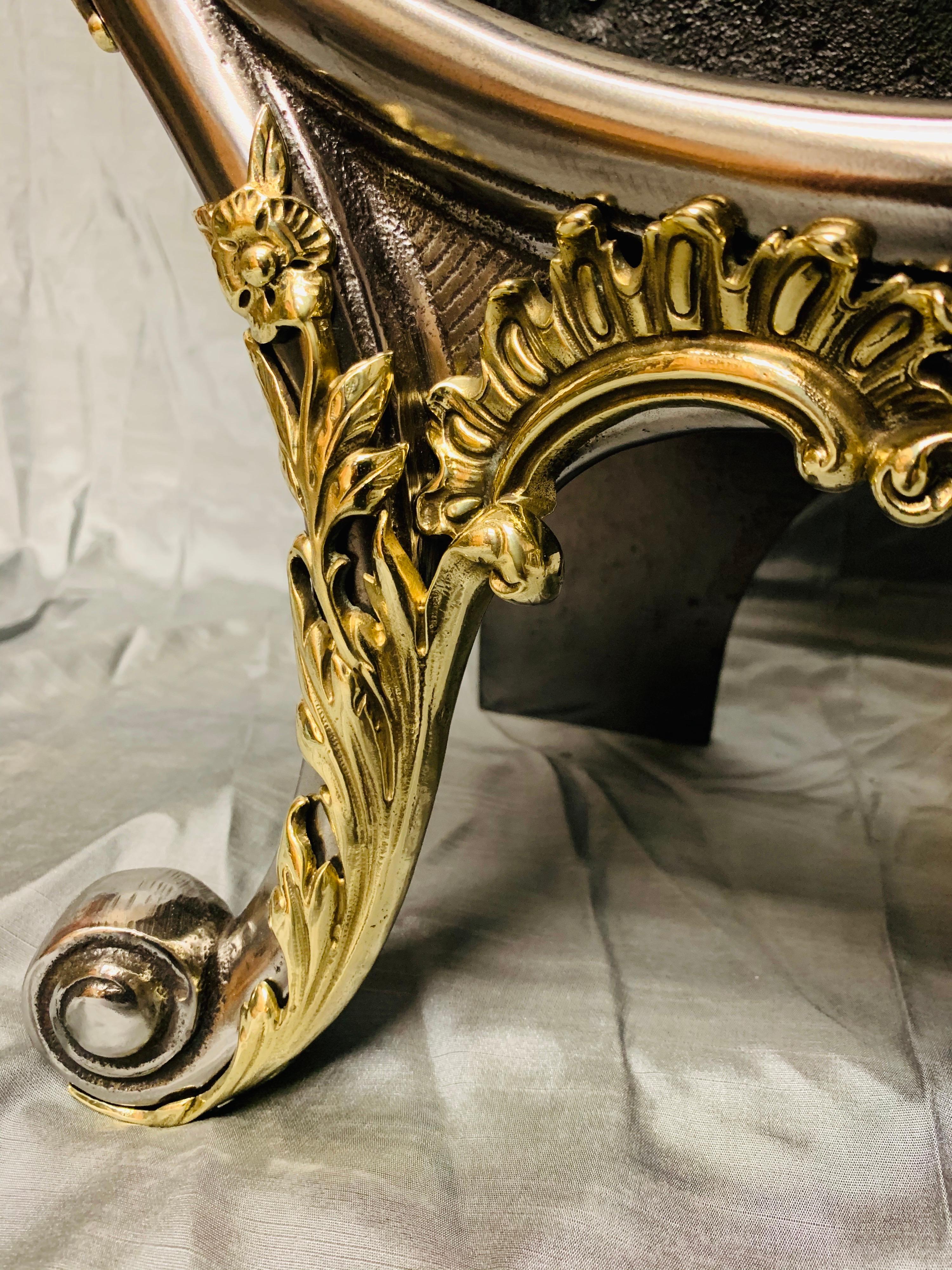 Grille de panier de cheminée victorienne du 19ème siècle de style rococo en vente 1