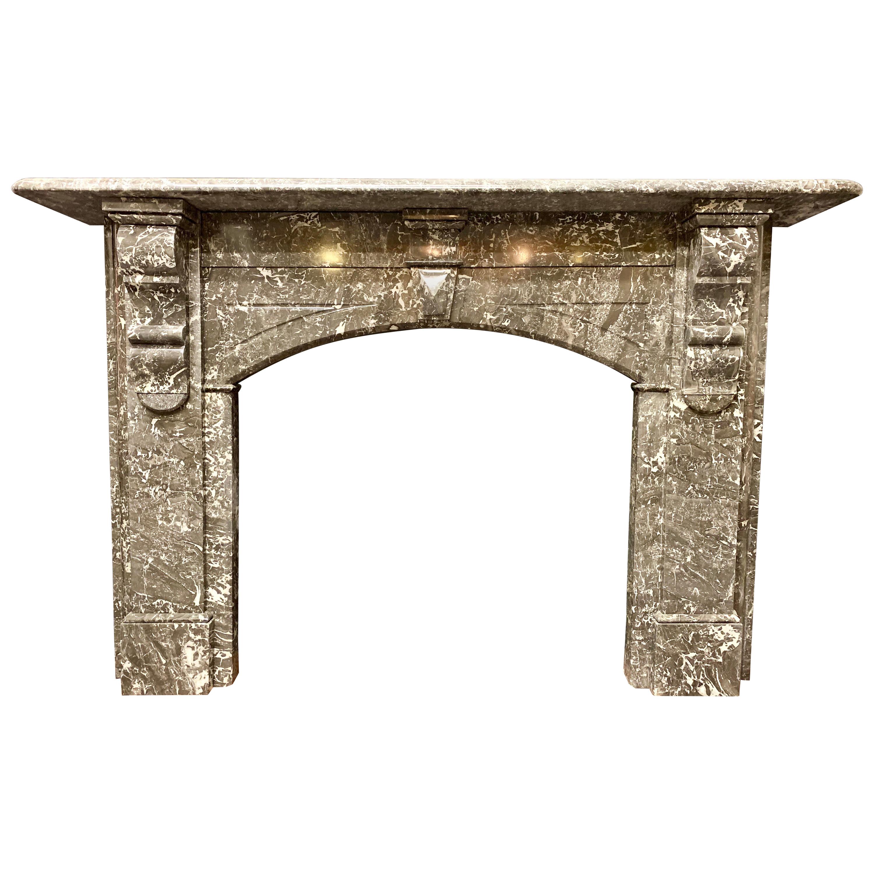 19th Century Victorian Fireplace in Grey Saint Anne des Pyrenees Marble For Sale