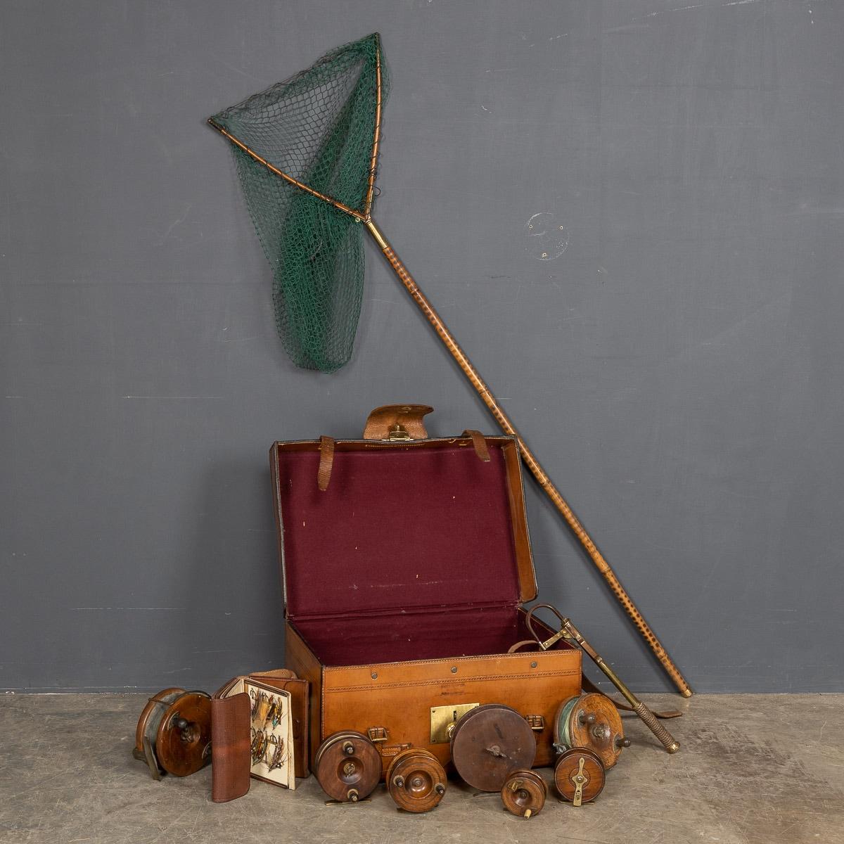 British 19th Century Victorian Fishing Tackle Leather Trunk, Hardy Brothers, c.1890