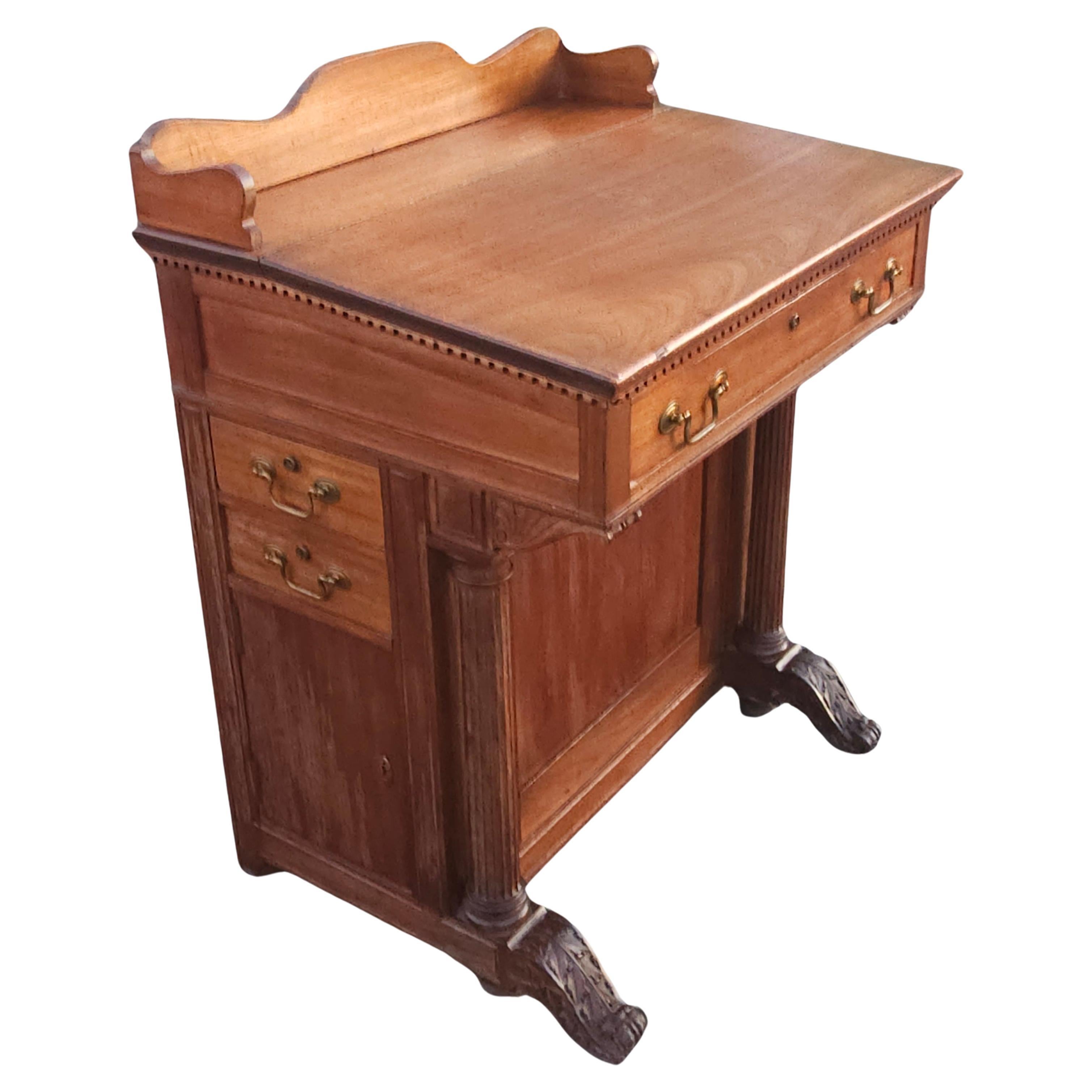 19th Century Victorian Five-Drawer Walnut Davenport Desk