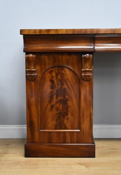 19th Century Victorian Flame Mahogany Pedestal Sideboard