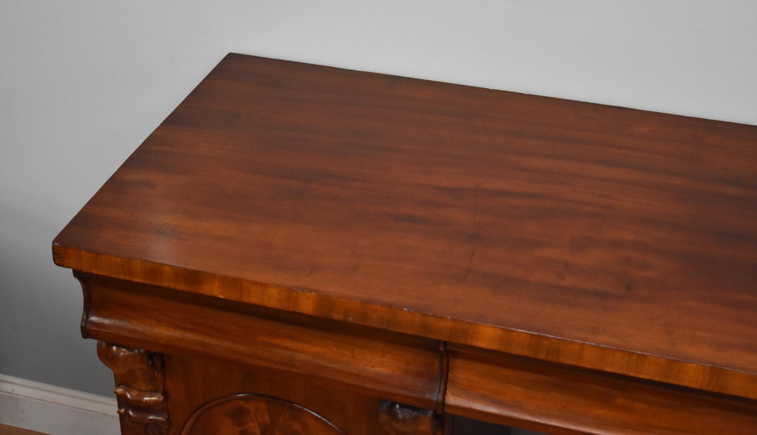 19th Century Victorian Flame Mahogany Pedestal Sideboard 4