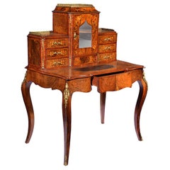 19th Century Victorian Franglais Walnut Bureau de Dame