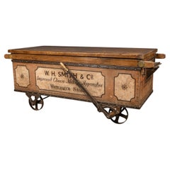 Chariot de transport de marchandises victorien du 19e siècle avec plateau en Oak, circa.1880