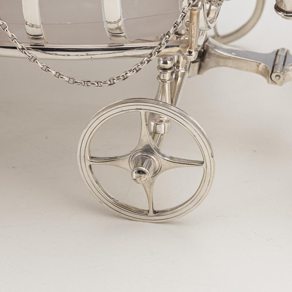 19th Century Victorian Frosted Glass & Silver Plated Spirit Barrel Cart, c.1880 For Sale 9