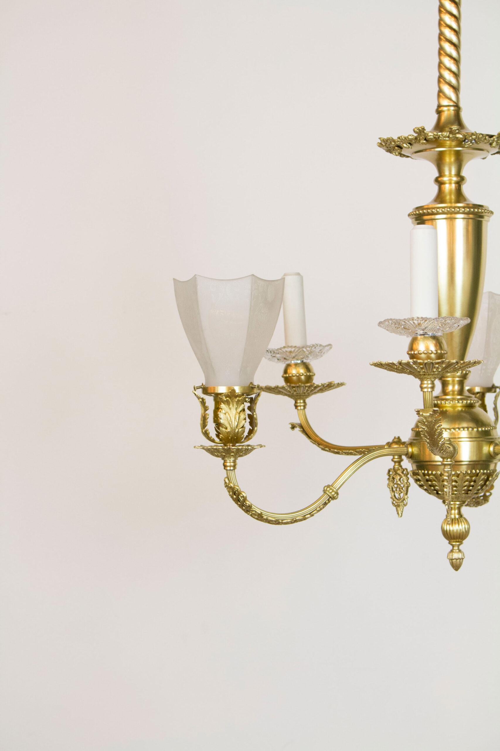 19th Century Victorian Gas and Electric Fixture with Original Glass For Sale 6