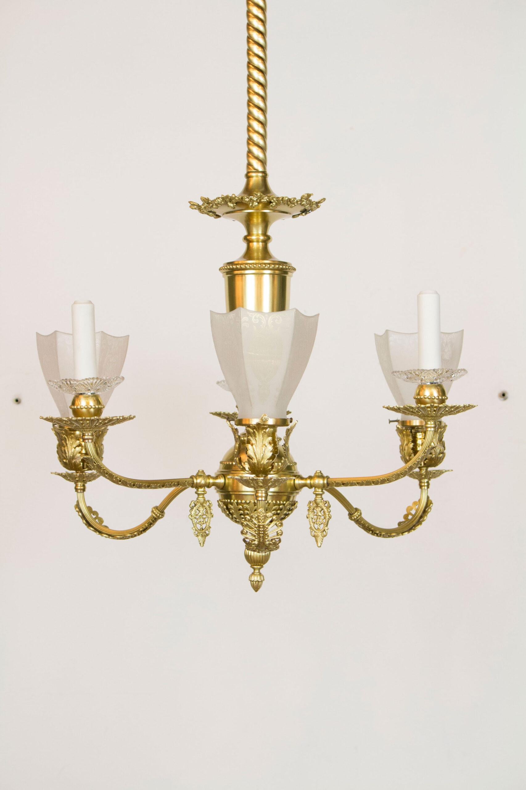 19th Century Victorian Gas and Electric Fixture with Original Glass For Sale 5