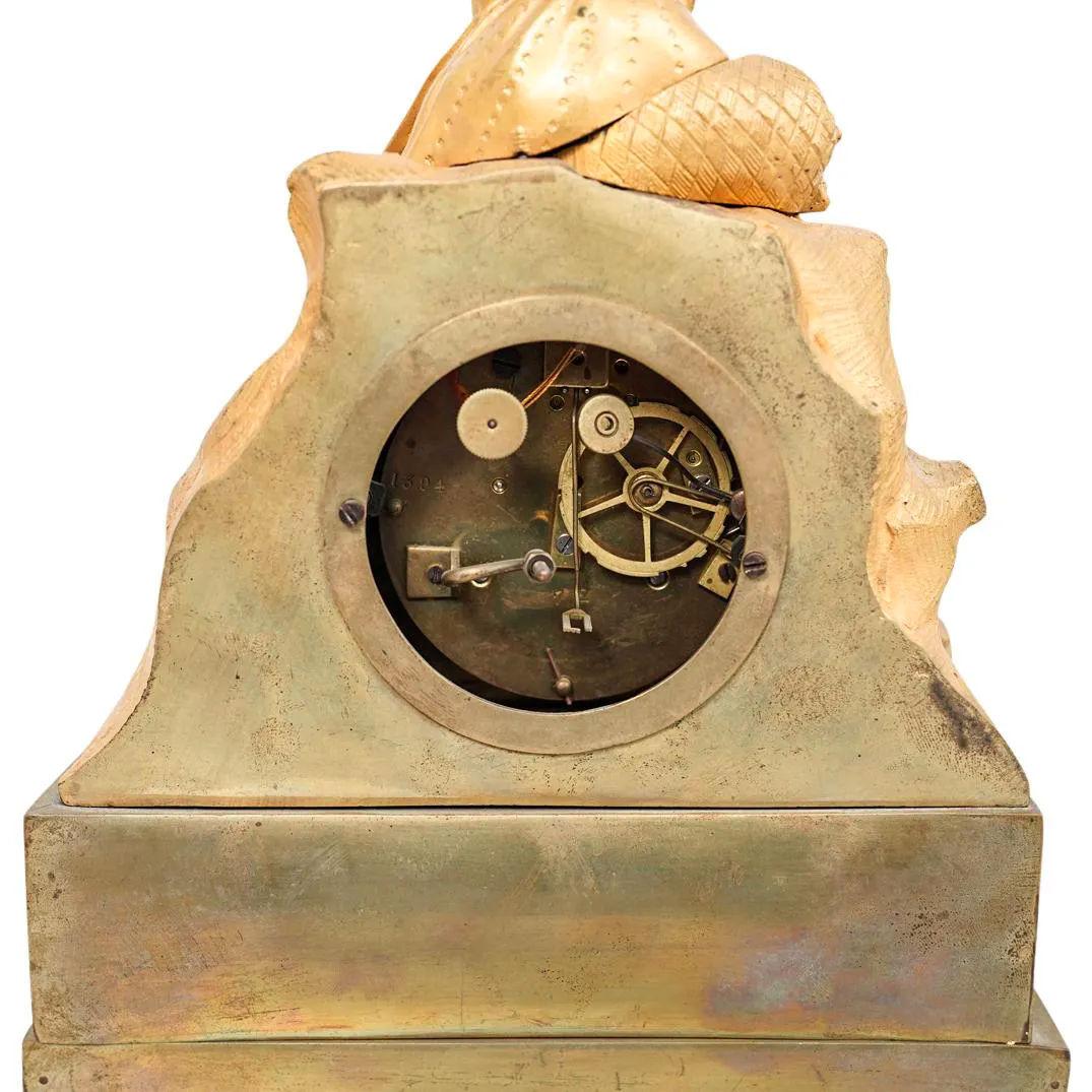 19th Century Victorian Gilt Bronze Mantel Clock In Good Condition For Sale In New York, NY