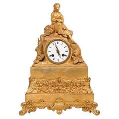 Reloj de chimenea victoriano de bronce dorado del siglo XIX