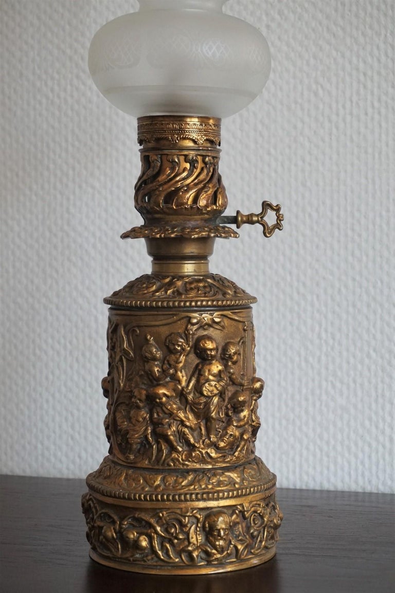 19th Century Victorian Gilt Bronze Oil Lamp Converted to Electric