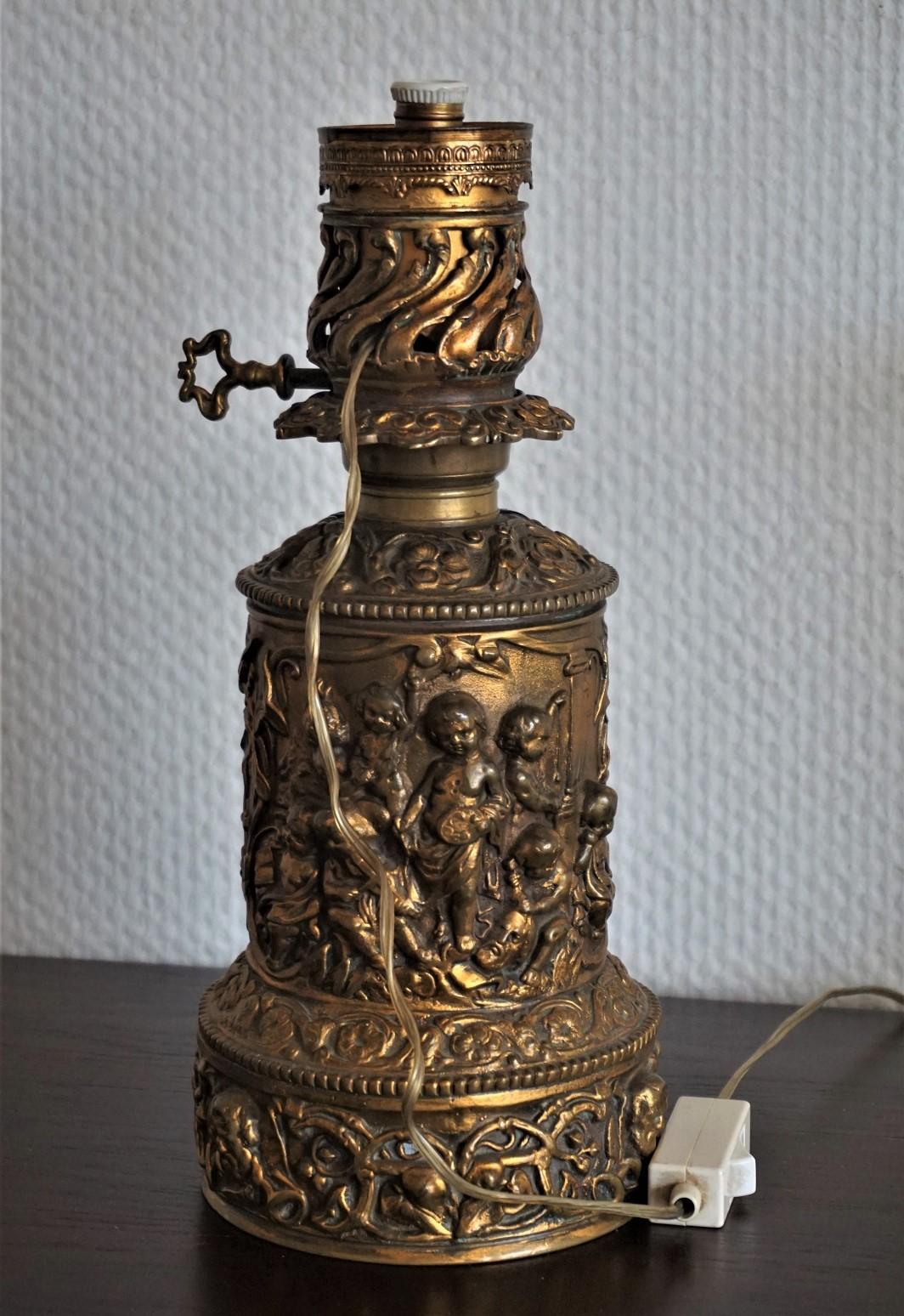 19th Century Victorian Gilt Bronze Oil Lamp Converted to Electric, Table Lamp 2