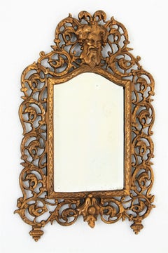 Petite Victorian Wall Mirror in Gilt Iron