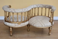 19th Century Victorian Giltwood Conversation Seat